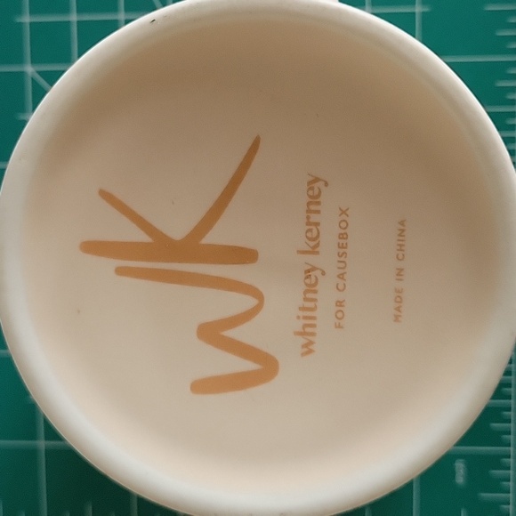 Whitney Kerney for Causebox. Beige Coffee Mug.Beige Abstract wood tree Lines. - Picture 3 of 11